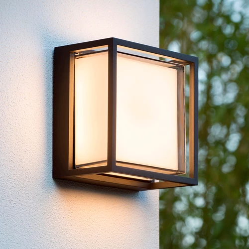 Lucide SINGA LED - Applique murale Intérieur/Extérieur - LED - 1x10W 3000K - IP54 - Noir - ambiance 1